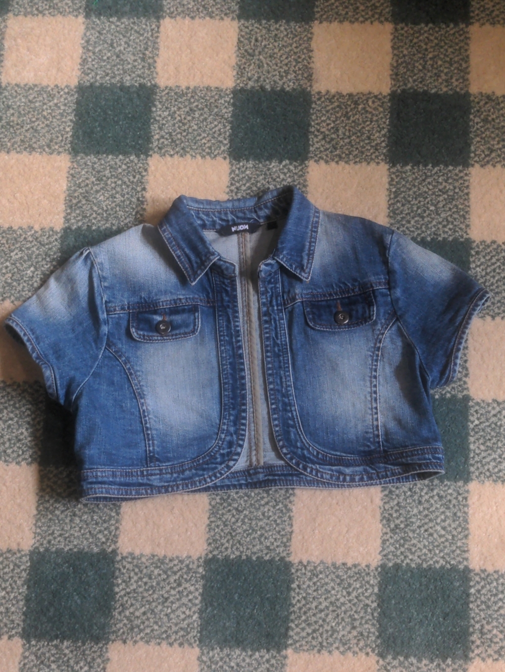 Vintage NUON Short Sleeved Cropped Denim Bolero Jacket Size XS/S